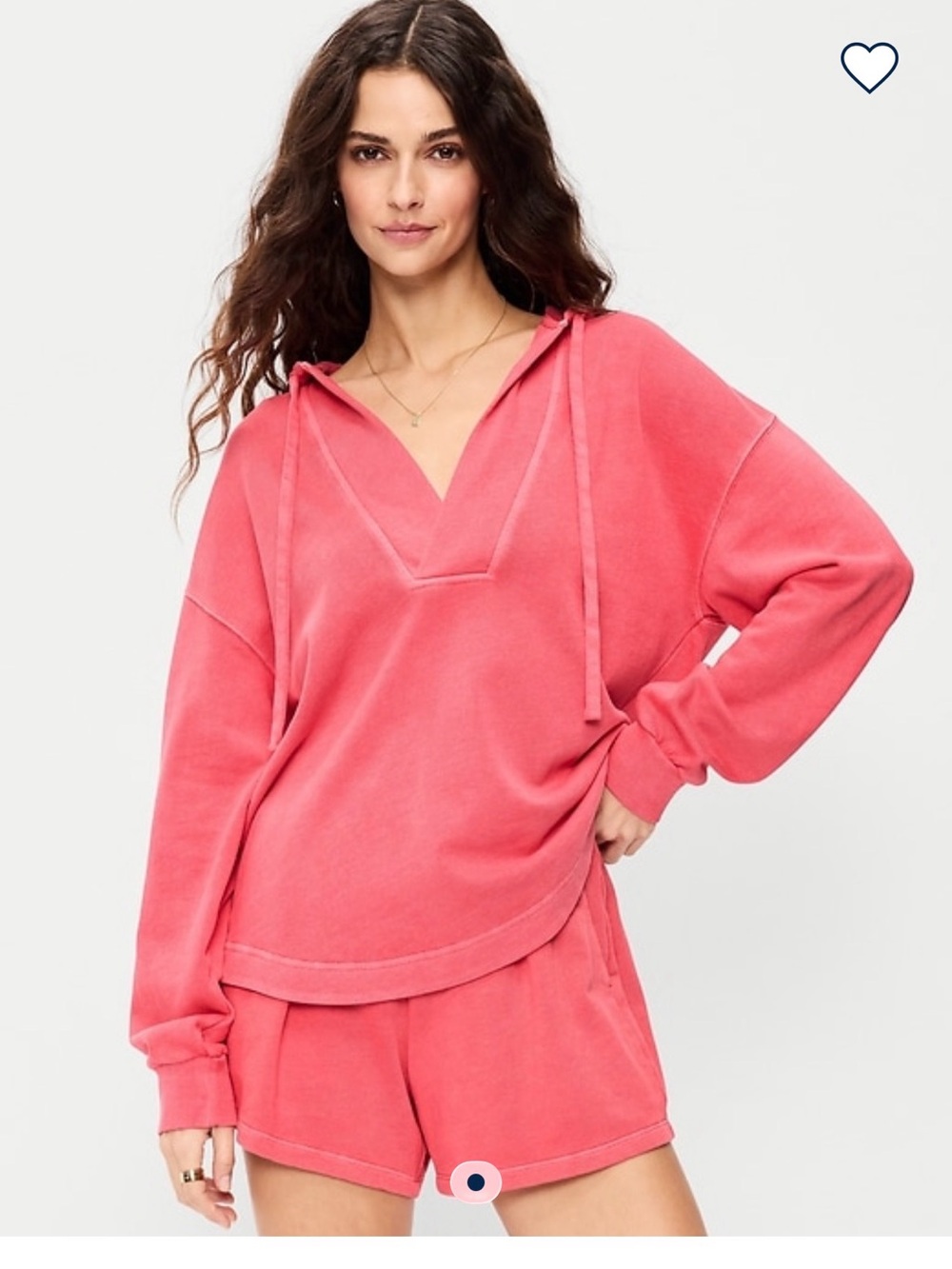 Women's Coral V-Neck Hoodie tunic Top old navy size Large womens